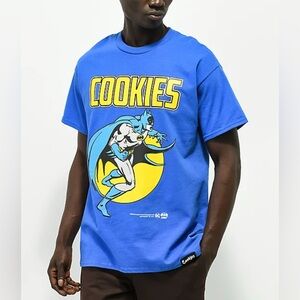 Zumiez Cookies x Batman Defender Blue Graphic Short Sleeved Tee.  Sz L